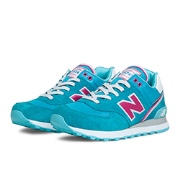 Women's Lifestyle & Retro New Balance 574 Blue Atoll with Exuberant Pink A77q5117
